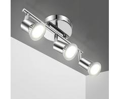 Aigostar Faretti LED Soffitto Orientabili, Lampada da Soffitto GU10, 3 Luci Lampadario Camera da Letto Cucina Soggiorno 220V (Lampadine non incluse)