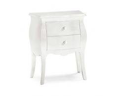 InHouse srls Comodino bombato, Arte povera, in Legno massello e MDF con rifinitura in Bianco Opaco - Mis. 49 x 29 x 61