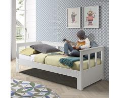 Alfred & Compagnie - Letto estraibile “Leïa” 90 x 200 cm, estensibile, 180 x 200 cm, colore: bianco