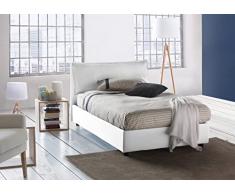 Talamo Italia Letto contenitore Una piazza e mezza Veronica, Made in Italy, Testata e rivestimento in tessuto, Apertura frontale, con materasso cm 120x200 incluso, Bianco