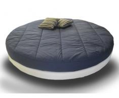 Ponti Divani - SANDY - Letto rotondo imbottito senza testata materasso compreso Produzione Italiana Ecopelle Bianca