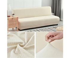HM&DX Elastico Fodera per divano letto,Poliestere e spandex Waffle tessere Maglia Colore puro Fodera per futon Copertura divano-beige 63-75in
