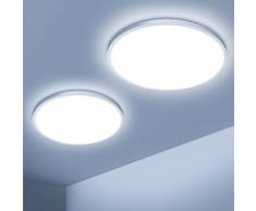 OTREN [2 Unità] Plafoniera LED Soffitto, Lampadario Bagno 24W 2400LM, Lampada Luce Moderna per Camera da Letto, Cucina, Soggiorno, Ufficio, Balcone, 6500K Bianco Freddo, Ø23cm