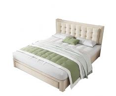 Azkoeesy 180 x 200 cm, letto matrimoniale idraulico, con cassettone letto e rete latina, con testiera regolabile, con 2 cassetti in metallo, tessuto di velluto (beige)