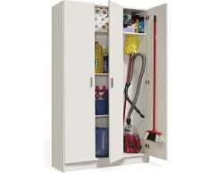 EGLEMTEK Cardinero Armadio Armadietto Multiuso A Colonna con 2 Ante e 4 Ripiani Ingresso Camera da Letto 59 x 37 x 180 Cm Colore Bianco