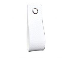 Maniglie Cuoio | Bianco / 4 pezzi | 16,5 x 2,5 cm | Pelle pieno fiore | 3 viti colorate | maniglie in pelle per mobili: la cucina, armadio, porta, comodino