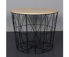 SCHS Nordic Ins Wind Minimalista Tavolino in Ferro battuto Tavolino Piccolo Tavolino Rotondo Comodino Angolare Cestino portaoggetti, Grande 50 cm