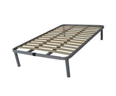 SomnusSana - Rete Letto Ortopedica Una Piazza e Mezza - Doghe in Legno - Struttura in Acciaio e Piedi Avvitabili - Misura cm 120x190 H35 per Materasso Una Piazza e Mezza
