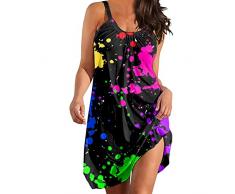 Body Rosso Bambina Abito Estivo Elegante da Donna Senza Maniche con Scollo a V Abito Bohémien con Lacci Abito da Spiaggia con Stampa Vintage in Cravatta Copri Armadio Cerniera