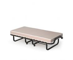 LIFEZEAL Letto pieghevole 200 x 80 cm con telaio in metallo fino a 120 kg, letto pieghevole con materasso in memory foam da 10 cm, letto supplementare con 4 ruote
