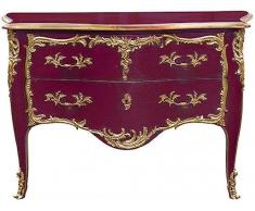 Casa Padrino cassettone barocco con 2 cassetti bordeaux rosso antico/oro - Cassettone in legno massello fatta a mano in stile barocco - Mobili barocchi fatti a mano - Nobile e Magnifico