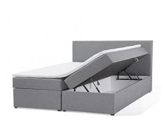 Beliani Letto boxspring con Contenitore in Tessuto Grigio 160 x 200 cm Senator
