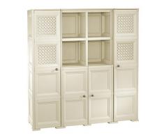 Tontarelli Omnimodus Armadio 4 Ante 4 Piani con 2 Scaffali, Angora, 157x47x164 cm, plastica