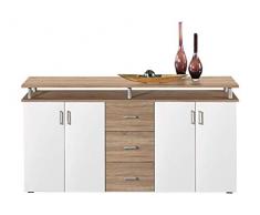 AVANTI TRENDSTORE - Lift - Comò spaziosa con 4 ante a battente e 3 cassetti, in laminato disponibile in 2 diversi colori, dimensioni: LAP 180x90x40 cm (Marrone/Bianco)