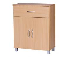 Credenza in faggio Lea con 1 cassetto 2 Ante 60 x 75 x 30 cm. Comò di Design in Legno. Armadio del corridoio con Maniglie
