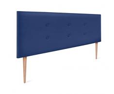 DHOME Testiera in Similpelle o Tessuto AQUALINE Pro Testiera con 2 File di Bottoni e Gambe Testiera Imbottita Letto di Lusso (160x105cm con Gambe (Letti 150/160), Similpelle Blu)