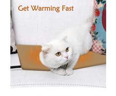 Qomolo Tappetino Riscaldante per Animale Domestico Cuccia per Cani Gatti Cuscino Riscaldante Divano Letto Piccoli Rimovibile con 7 Livelli di Temperatura Regolabili Basso Potere Rettangolare