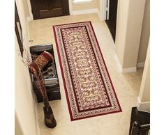 TAPISO Atlas Tappeto Passatoia Camera Corridoio Salotto Soggiorno Tradizionale Rosso Classico 80 x 300 cm