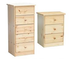 SKM Comodino 45x35x40 cm in Legno Massello di Recupero