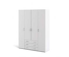 Armadio 4 ante e 3 cassetti bianco, 154X49,5X200,4H