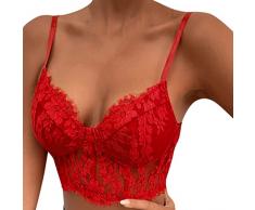 2023 - Cami Crop Bralette Reggiseno Floreale Donna Bralet Tank Corsetto Lingerie Biancheria Intima Serbatoi Da Donna Camis Guardaroba Top Donna, Rosso, S