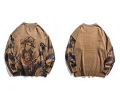 YONGBAO Maglioni invernali da uomo in maglia streetwear moda vintage stile cinese opera, stampa grafica casual pullover unisex vestiti-cassettone, M