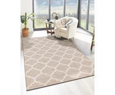 the carpet Knight Eleganter - Tappeto da soggiorno a pelo corto, effetto 3D lucido, struttura ad alta profondità, colore: beige, 80 x 150 cm
