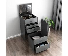 FFYUEEE Vanity A Flip in Legno con Specchio, Incluso Sgabello da Trucco, Armadio di Stoccaggio all-in-One, Camera da Letto/Soggiorno,Grigio,50CM