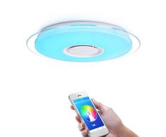 OFFDARKS - plafoniera a led con altoparlante bluetooth per soggiorno camera da letto + telecomando app + luminosità regolabile + cambio colore (36W ⌀450MM Circolare)