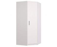 E-MEUBLES Armadio ad angolo con ante girevoli, Bastone e ripiani, 1 anta bianco opaco (LxAxP): 96/96x210x64 Delta