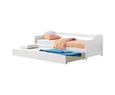 [en.casa] Divano con Secondo Letto Estraibile 2 Posti Letto 2 Letti Singoli Bianco 90 x 200 cm