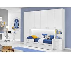 Dafne Italian Design TUTTOCAMERETTE.IT Cameretta Completa a Ponte - Bianco (Doppio Letto Singolo e Armadio) (cm. 300 x 96 x 259h)