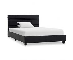 Tidyard Struttura Letto Singolo Matrimoniale Moderno in Ecopelle Bianco/Nero/Grigio con Doghe Legno,Giroletto Singolo Matrimoniale in Ecopelle,Letto in Ecopelle,Letto con Doghe 90/120/180x200 cm