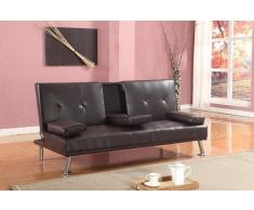 Stile Futon, venduto con comodi comodini, in ecopelle, per letto o divano, colore: marrone cioccolato