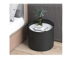 Comodino Bianco,Comodino Semplice In Camera Da Letto,Comodino Di Lusso Leggero Rockboard,Armadio Di Stoccaggio Rotondo Domestico Comodino Contenitore 49 × 49 ×(Size:Tavola di roccia bianca,Color:nero)