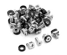 deleyCON 20x Set di Viti con Gabbia M6 per Armadi di Rete Rack Patch Panel e Armadi di Server da 19 e da 10 Set di Montaggio - Argento