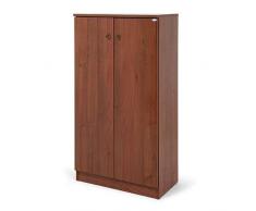 KLESIA Armadio scarpiera mobile 2 ante portascarpe armadietto multiuso in legno nobilitato 3 ripiani dimensione 130Hx71Lx38P (NOCE)