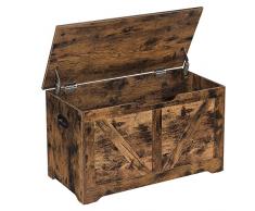 VASAGLE Cassapanca, Panca Portaoggetti, Pouf Organizzatore con 2 Cerniere di Sicurezza, Scarpiera, Stile Vintage, 40 x 80 x 46 cm, per Corridoio, Camera da Letto, Soggiorno, Marrone Vintage LSB062T01