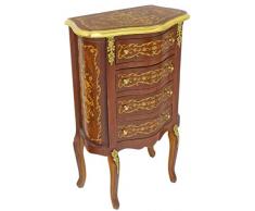 Casa Padrino cassettone barocco marrone scuro/oro 50 x 30 x A. 80 cm - Cassettone fatto a mano in legno massello stile antico con 4 cassetti - Mobili Barocchi