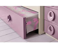 Dafne Italian Design Cameretta Completa a Ponte - Effetto Betulla, Colore Bianco e Quarzo (Triplo Letto Singolo e Armadio) (cm. 350 x 96 x 259h)