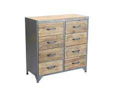 Milani Home s.r.l.s. cassettiera in Legno e Metallo per Salotto Soggiorno Cucina di Design Industrial cm 81,5 x 38 x 82,5 h