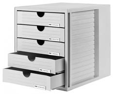 HAN 1450-11, Cassettiera System-Box, design attrattivo ed innovativo con 5 cassetti chiusi, grigio chiaro