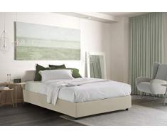 Talamo Letto matrimoniale sfoderabile contenitore Silvia Sommier Made in Italy Panna, LUNGHEZZA 190