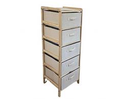 Piushopping Mobile Bagno Colonna Salvaspazio, Cassettiera in Legno Naturale, Moderna, Beige |