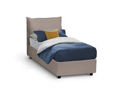 Talamo Italia Letto contenitore Singolo Veronica, Made in Italy, Letto con rivestimento in ecopelle, Apertura frontale, adatto per materasso cm 80x190, Tortora