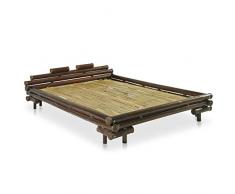 vidaXL Letto bambù 140x200 cm Marrone Scuro Rustico Telaio Struttura Giroletto