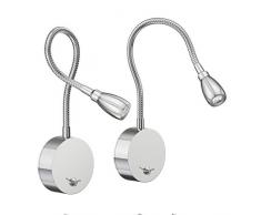 parlat, Lampada da lettura a LED con collo flessibile e interruttore, luce bianca, 230V AC, confezione da 2