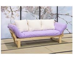 VivereZen - Divano letto futon - Sesamo a tre posti Con futon cotone 11 cm + 3 cuscini