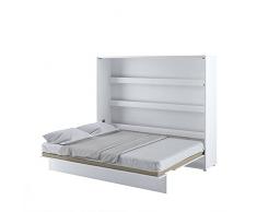 LENART Bed Concept Horizontal - Letto pieghevole, 160 x 200, colore: bianco satinato