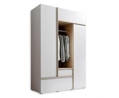 Stella Trading Balve-Armadio a 2 Ante con Scomparto Aperto, Colore, Effetto, Bianco/Rovere Artisan, 135 x 204 x 59 cm